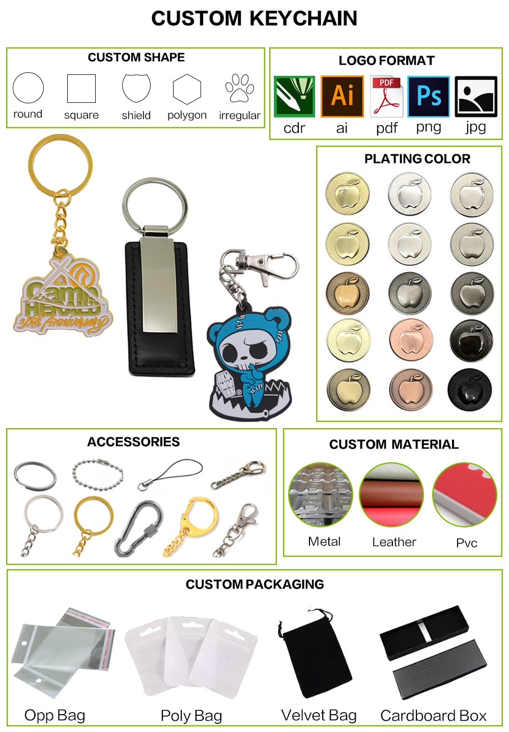 Schlüsselanhänger aus Metall mit glitzerndem Markenlogo